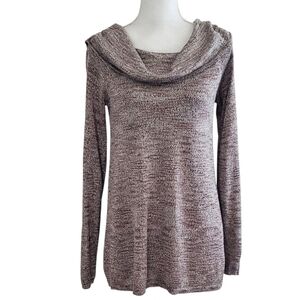 White House Black Market  Marled Cowl Neck Long Sleeve Sweater Brown Size M